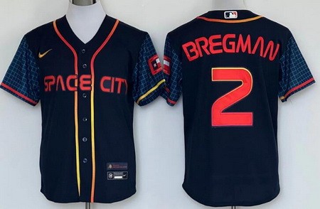 Men's Houston Astros #2 Alex Bregman Navy 2022 City Connect Cool Base Jersey