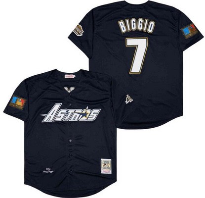 Men's Houston Astros #7 Craig Biggio Navy 1994 Throwback Jersey