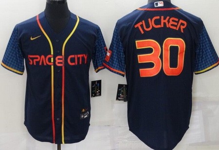 Men's Houston Astros #30 Kyle Tucker Navy City Cool Base Jersey