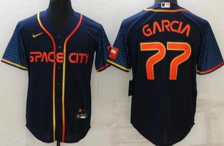 Men's Houston Astros #77 Luis Garcia Navy 2022 City Connect Cool Base Jersey
