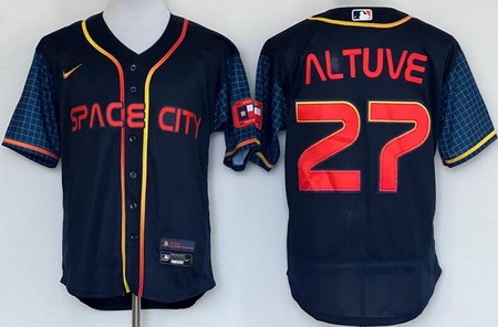 Men's Houston Astros #27 Jose Altuve Navy 2022 City Connect Authentic Jersey
