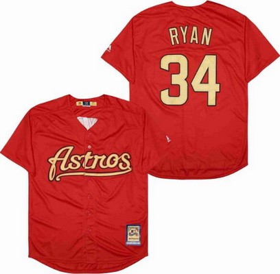Men's Houston Astros #34 Nolan Ryan Red Cooperstown Throwback Cool Base Jersey