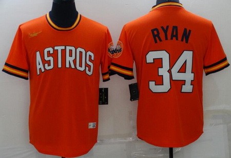 Men's Houston Astros #34 Nolan Ryan Orange Cooperstown Collection Jersey