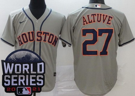Men's Houston Astros #27 Jose Altuve Gray 2021 World Series Cool Base Jersey