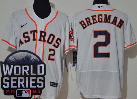 Men's Houston Astros #2 Alex Bregman White 2021 World Series Authentic Jersey
