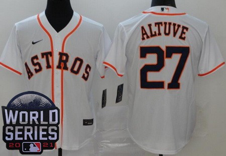Men's Houston Astros #27 Jose Altuve White 2021 World Series Cool Base Jersey