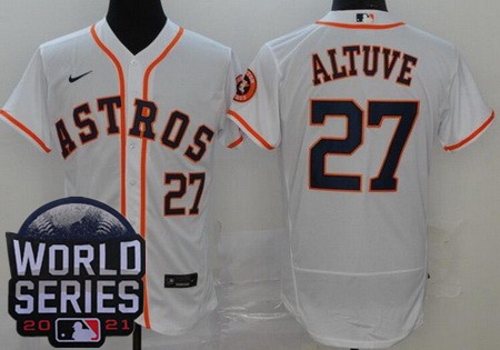 Men's Houston Astros #27 Jose Altuve White 2021 World Series Authentic Jersey
