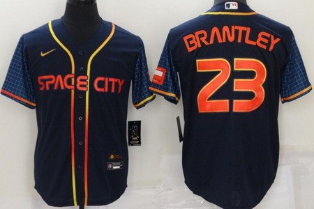 Men's Houston Astros #23 Michael Brantley Navy 2022 City Connect Cool Base Jersey