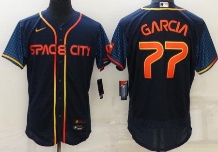 Men's Houston Astros #77 Luis Garcia Navy 2022 City Connect Authentic Jersey