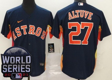 Men's Houston Astros #27 Jose Altuve Navy 2021 World Series Cool Base Jersey