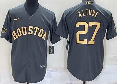 Men's Houston Astros #27 Jose Altuve Gray 2022 All Star Cool Base Jersey