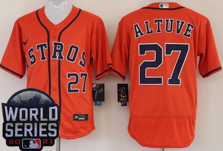 Men's Houston Astros #27 Jose Altuve Orange 2021 World Series Authentic Jersey