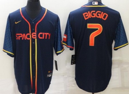 Men's Houston Astros #7 Craig Biggio Navy 2022 City Connect Cool Base Jersey
