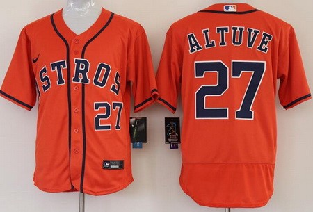 Men's Houston Astros #27 Jose Altuve Orange FlexBase Jersey