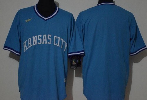 Men's Kansas City Royals Blank Light Blue 2020 Cooperstown Collection Jersey