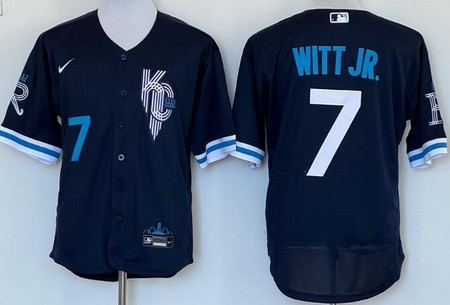 Men's Kansas City Royals #7 Bobby Witt Jr Navy 2022 City Connect Authentic Jersey