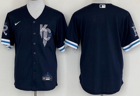 Men's Kansas City Royals Blank Navy 2022 City Connect Cool Base Jersey