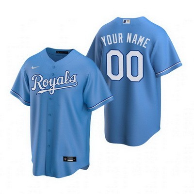 Men's Women Youth Kansas City Royals Customized Light Blue Alternate 2020 Cool Base Jersey