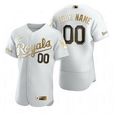 Men's Women Youth Kansas City Royals Customized White Gold 2020 FlexBase Jersey