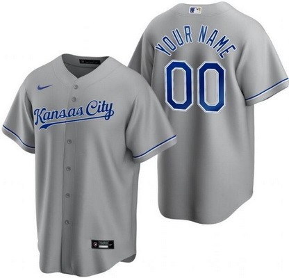 Men's Women Youth Kansas City Royals Customized Gray Road Cool Base Jersey