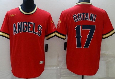 Men's Los Angeles Angels #17 Shohei Ohtani Red Cooperstown Collection Jersey