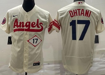 Men's Los Angeles Angels #17 Shohei Ohtani Cream 2022 City Connect Authentic Jersey