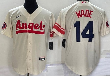 Men's Los Angeles Angels #14 Tyler Wade Cream 2022 City Connect Cool Base Jersey