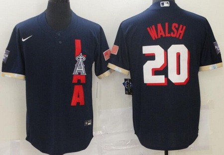 Men's Los Angeles Angels #20 Jared Walsh Navy 2021 All Star Cool Base Jersey