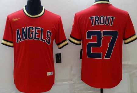 Men's Los Angeles Angels #27 Mike Trout Red Cooperstown Collection Jersey