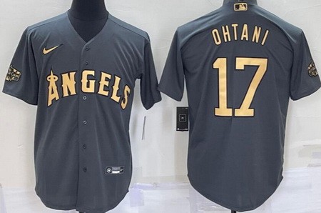 Men's Los Angeles Angels #17 Shohei Ohtani Gray 2022 All Star Cool Base Jersey