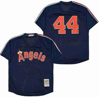 Men's Los Angeles Angels #44 Reggie Jackson Navy Mesh Throwback Jersey