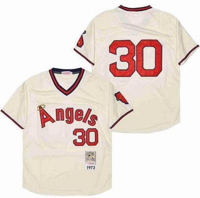 Men's Los Angeles Angels #30 Nolan Ryan Cream 1973 Throwback Jersey
