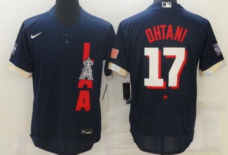 Men's Los Angeles Angels #17 Shohei Ohtani Navy 2021 All Star Authentic Jersey