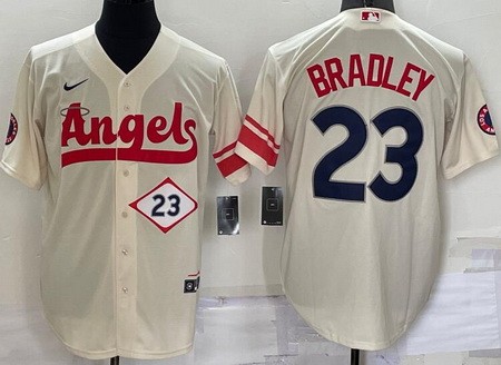 Men's Los Angeles Angels #23 Archie Bradley Cream 2022 City Connect Player Number Cool Base Jersey