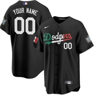 Men's Women You Los Angeles Dodgers Customized Black Geeen White Red Mexican World Series Cool Base Jersey