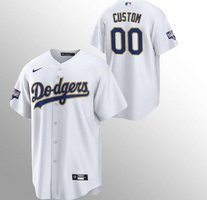 Men's Women You Los Angeles Dodgers Customized White 2021 Gold Program Cool Base Jersey