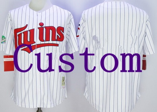 Men's Women Youth Minnesota Twins Customized White Stripes 1991 Throwback Jersey