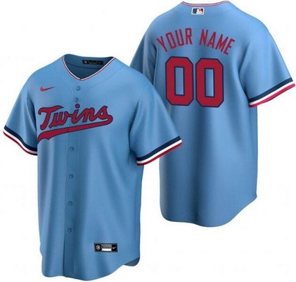 Men's Women Youth Minnesota Twins Customized Light Blue Cool Base Jersey