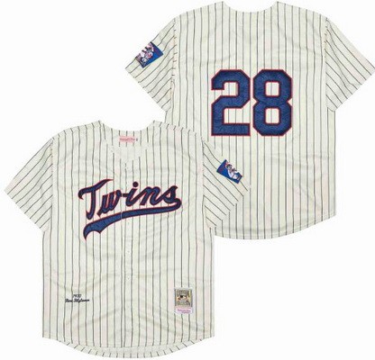 Men's Minnesota Twins #28 Bert Blyleven Cream 1970 Throwback Jersey