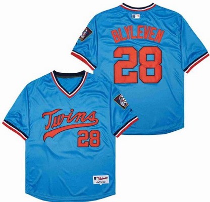 Men's Minnesota Twins #28 Bert Blyleven Blue 1984 Turn Back The Clock Jersey