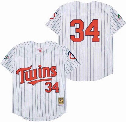 Men's Minnesota Twins #34 Kirby Puckett White 1991 Throwback Jersey