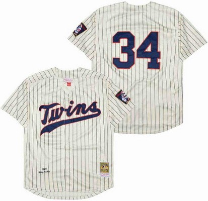 Men's Minnesota Twins #34 Kirby Puckett Cream 1969 Throwback Jersey