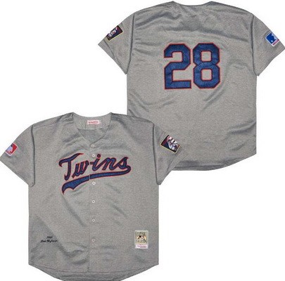 Men's Minnesota Twins #28 Bert Blyleven Gray 1969 Throwback Jersey