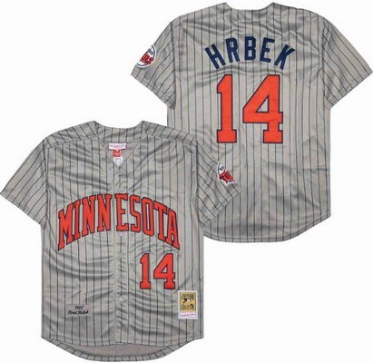 Men's Minnesota Twins #14 Kent Hrbek Gray 1987 Throwback Jersey