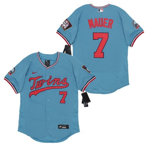 Men's Minnesota Twins #7 Joe Mauer Blue 2020 FlexBase Jersey