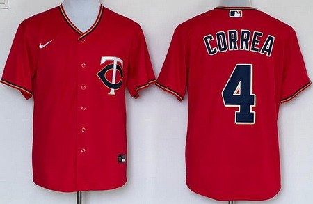 Men's Minnesota Twins #4 Carlos Correa Red Cool Base Jersey