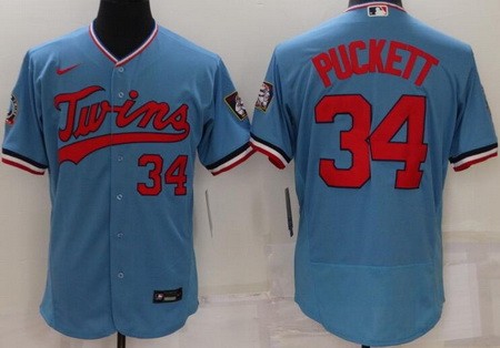 Men's Minnesota Twins #34 Kirby Puckett Blue Authentic Jersey