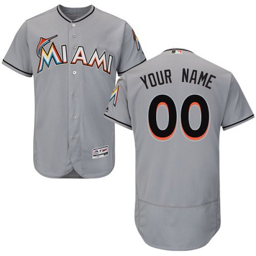 Men's  Women Youth Miami Marlins Customized Gray FlexBase Jersey