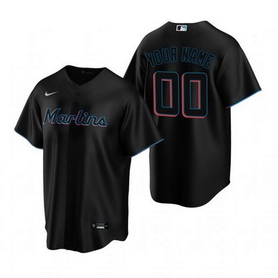 Men's  Women Youth Miami Marlins Customized Black Alternate 2020 Cool Base Jersey