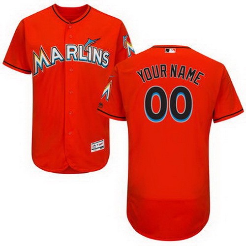 Men's  Women Youth Miami Marlins Customized Orange FlexBase Jersey